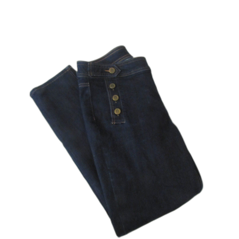 Talbot size 10 women jeans dark wash buttons ankle straight leg stretch Demin